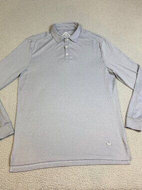 Burlebo Polo Mens Size Medium Gray Long Sleeve Collar Buttons Casual Stretch